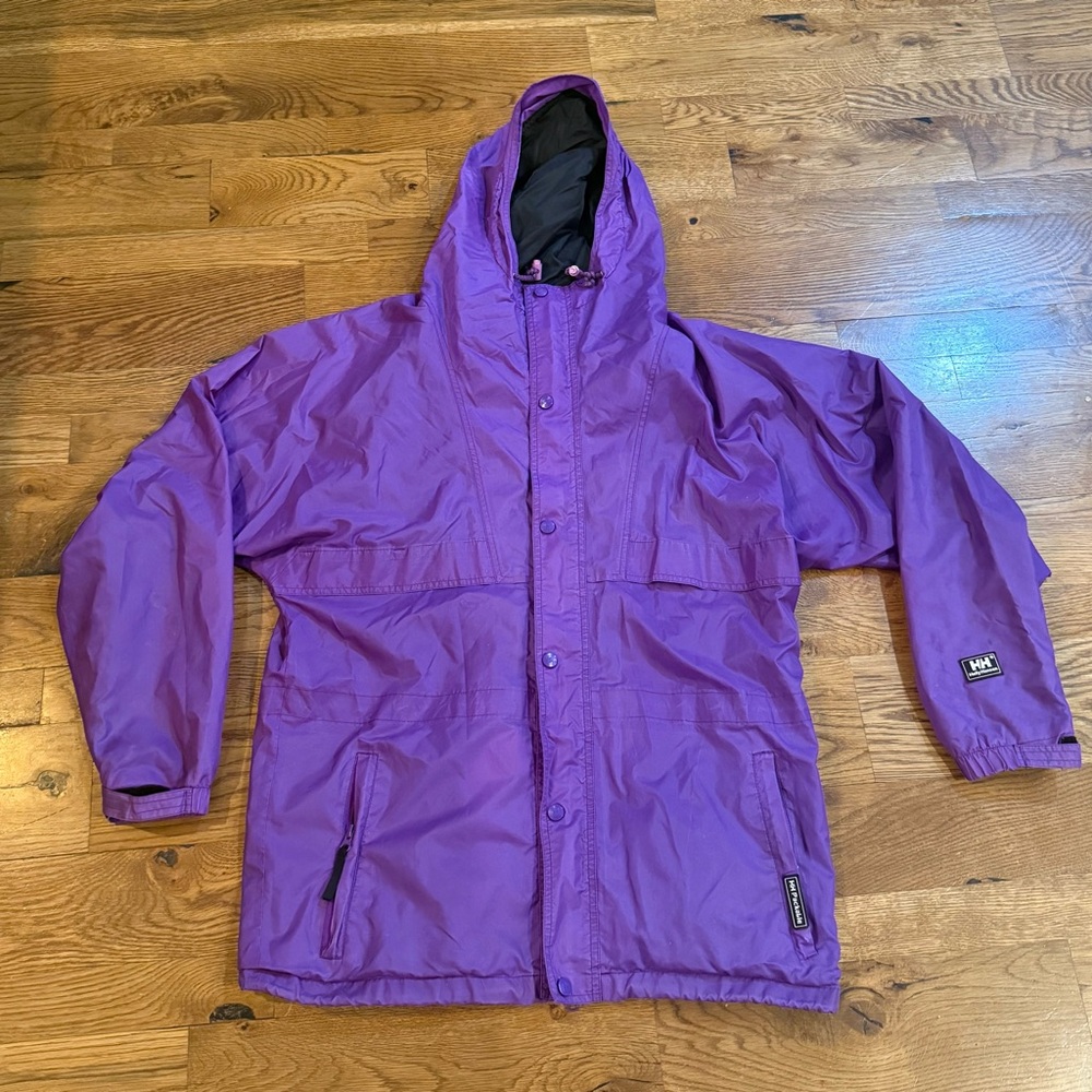 Vintage Helly Hansen. 90s Packable Purple Windbreaker/Rain Jacket. Small.